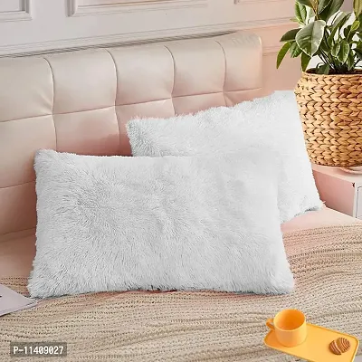 PICKKART Throw Pillow Covers 26 x 16 Inch Farmhouse Pillow Covers, Faux Fur Square Home Decorative Pillow Case, Set of 2 (White)-thumb2