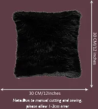 PICKKART Fur Cushion Pillow Cover for Set of 2 Pillow - 13x13 Inches (Black)-thumb2