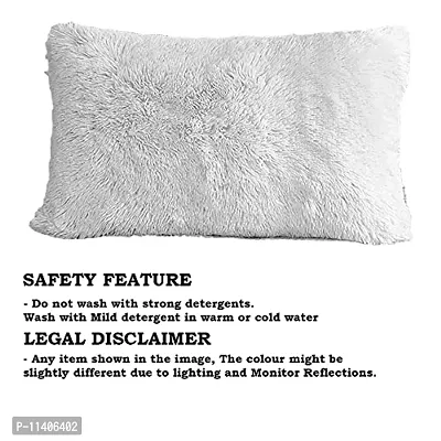 PriMaryHoMe Decorative Soft Rectangle Fur Pillow Cushion - Pillows for Sofa, Home Decor, Car, Living Area - Throw Pillow with Fiber Filler & Zipper Closure (18 X 12) Inches (White)-thumb4