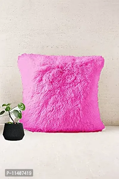 PICKKART Fur Pillow Cover for 12x12 Inch Pilloiw, No Insert Included (Dark Pink)-thumb3