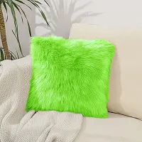 PICKKART Fur Cushion Pillow Cover for Set of 2 Pillow - 13x13 Inches (Dark Green)-thumb1