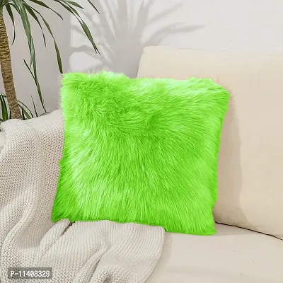 PICKKART Fur Cushion Pillow Cover for Set of 2 Pillow - 13x13 Inches (Dark Green)-thumb2