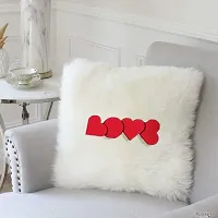 PICKKART Best Gifts for Birthday/ Valentine's Day/ Give Thanks with A Grateful Heart Love Quote - Square Shape Fur Throw Pillow Cushion - Home Sofa Decorative 16 X 16 inches (White)-thumb1