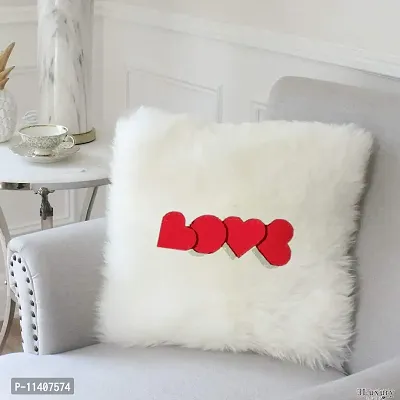 PICKKART Best Gifts for Birthday/ Valentine's Day/ Give Thanks with A Grateful Heart Love Quote - Square Shape Fur Throw Pillow Cushion - Home Sofa Decorative 16 X 16 inches (White)-thumb2