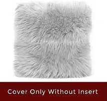 PICKKART Luxury Soft Faux Fur Cushion Cover Pillowcase Decorative Square Silver Grey Throw Pillows Covers, No Pillow Insert, (Silver Grey, 16 x 16)-thumb1