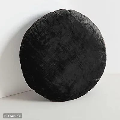 PICKKART Round Pillow Cushion for Couch Chair Bed Car - Round Throw Pillow Velvet Home Decoration (Black)