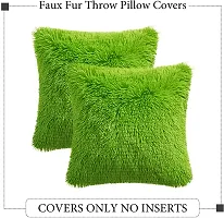 PICKKART Fur Cushion Pillow Cover for Set of 2 Pillow - 13x13 Inches (Dark Green)-thumb2