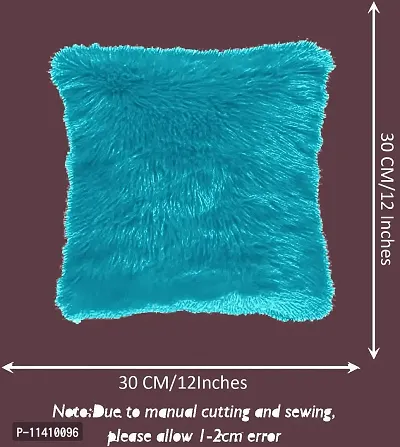 PICKKART Fur Pillow Cover for 12x12 Inch Pilloiw, No Insert Included (Blue)-thumb3