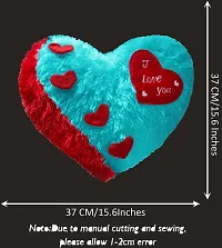 PICKKART Love Heart Shape Soft Plush Pillow, - Gift for Valentine Day Someone Special, Size : 37 cm X 30 cm (Light Blue)-thumb1