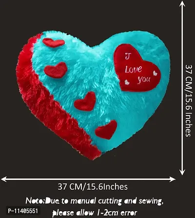 PICKKART Love Heart Shape Soft Plush Pillow, - Gift for Valentine Day Someone Special, Size : 37 cm X 30 cm (Light Blue)-thumb2