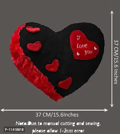 PICKKART Love Heart Shape Soft Plush Pillow, - Gift for Valentine Day Someone Special, Size : 37 cm X 30 cm (Black)-thumb3