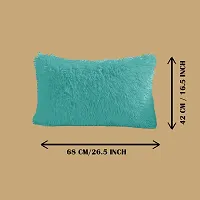 PICKKART Throw Pillow Covers 26 x 16 Inch Farmhouse Pillow Covers, Faux Fur Square Home Decorative Pillow Case, Set of 2 (Blue)-thumb1