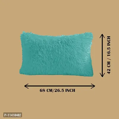 PICKKART Throw Pillow Covers 26 x 16 Inch Farmhouse Pillow Covers, Faux Fur Square Home Decorative Pillow Case, Set of 2 (Blue)-thumb2