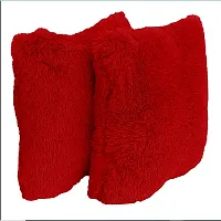 PICKKART Throw Pillow Covers 24 x 24 Inch Farmhouse Pillow Covers, Faux Fur Square Home Decorative Pillow Case, Set of 2 in Vibrant Color (24*24, red)-thumb1