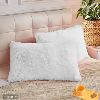 PriMaryHoMe Luxury Soft Faux Fur Cushion Cover Pillowcase Decorative Square/ Rectangular Throw Pillows Covers, No Pillow Insert, 16"" x 16"" Inch (Beige) (White, 26.5 x 16.5 Inches)-thumb0