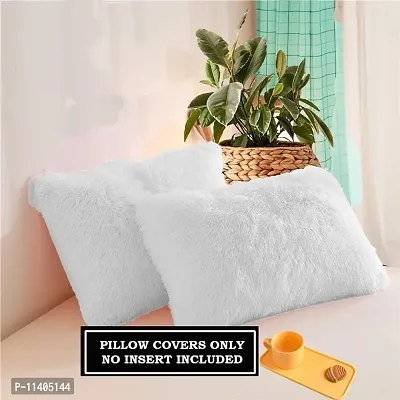 PriMaryHoMe Luxury Soft Faux Fur Cushion Cover Pillowcase Decorative Square/ Rectangular Throw Pillows Covers, No Pillow Insert, 16"" x 16"" Inch (Beige) (White, 26.5 x 16.5 Inches)-thumb2