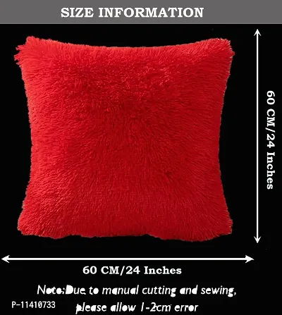 PICKKART Throw Pillow Covers 24 x 24 Inch Farmhouse Pillow Covers, Faux Fur Square Home Decorative Pillow Case, Set of 2 in Vibrant Color (24*24, red)-thumb4