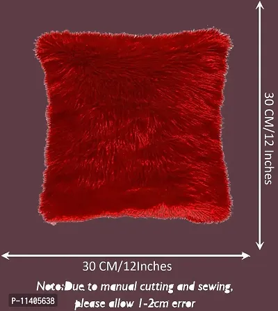 PICKKART Fur Pillow Cover for 12x12 Inch Pilloiw, No Insert Included (Red)-thumb4