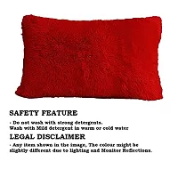 PriMaryHoMe Decorative Soft Rectangle Fur Pillow Cushion - Pillows for Sofa, Home Decor, Car, Living Area - Throw Pillow with Fiber Filler & Zipper Closure (18 X 12) Inches (Red)-thumb2