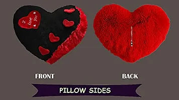PICKKART Love Heart Shape Soft Plush Pillow, - Gift for Valentine Day Someone Special, Size : 37 cm X 30 cm (Black)-thumb1