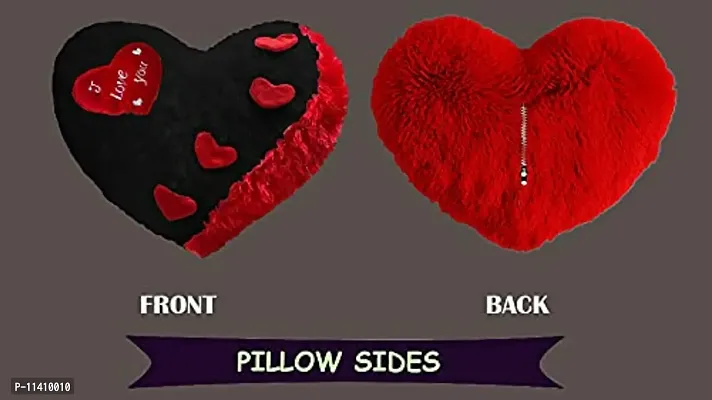 PICKKART Love Heart Shape Soft Plush Pillow, - Gift for Valentine Day Someone Special, Size : 37 cm X 30 cm (Black)-thumb2