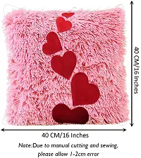 PriMaryHoMe Fur Pillow Valentine's Day Love Cushion Square - Attractive Color Combination Pillow for Sofa/ Bed/ Couch/ Car/ Farm House/ Body Cushion/ Decorative for Christmas Home 40x40cm (Pink)-thumb1