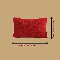 PriMaryHoMe Decorative Soft Rectangle Fur Pillow Cushion - Pillows for Sofa, Home Decor, Car, Living Area - Throw Pillow with Fiber Filler & Zipper Closure (18 X 12) Inches (Red)-thumb1