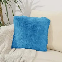 PICKKART Fur Cushion Pillow Cover for Set of 2 Pillow - 13x13 Inches (Blue)-thumb3