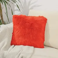 PICKKART Fur Pillow Cover for 12x12 Inch Pilloiw, No Insert Included (Red)-thumb1