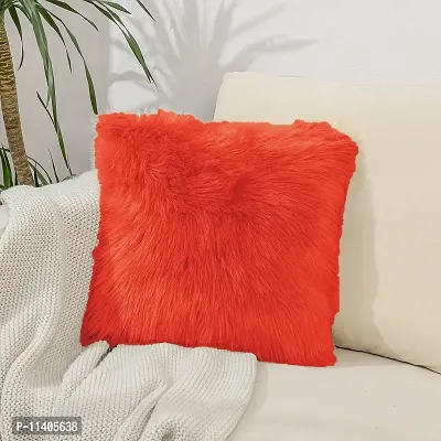 PICKKART Fur Pillow Cover for 12x12 Inch Pilloiw, No Insert Included (Red)-thumb2