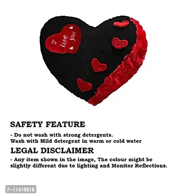 PICKKART Love Heart Shape Soft Plush Pillow, - Gift for Valentine Day Someone Special, Size : 37 cm X 30 cm (Black)-thumb4