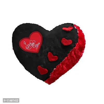 PICKKART I Miss You Soft Heart Pillow Gift for Friend/ Girlfriend/ Boyfriend/ Long Distance Relationship - Size (37 cm X 37 cm ) (Black)