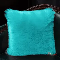 PriMaryHoMe Luxury Soft Faux Fur Cushion Cover Pillowcase Decorative Square/ Rectangular Throw Pillows Covers, No Pillow Insert, (Aqua, 16x16)-thumb1
