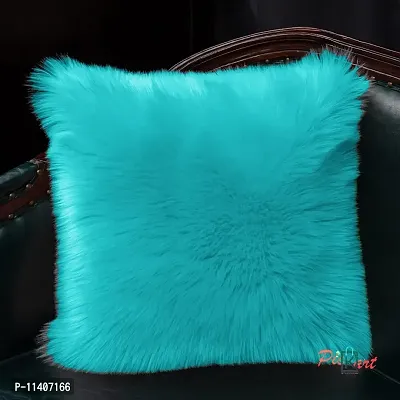 PriMaryHoMe Luxury Soft Faux Fur Cushion Cover Pillowcase Decorative Square/ Rectangular Throw Pillows Covers, No Pillow Insert, (Aqua, 16x16)-thumb2