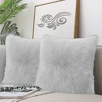 PICKKART Throw Pillow Covers 16 x 16 Inch Farmhouse Pillow Covers, Faux Fur Square Home Decorative Pillow Case, Set of 2 in Vibrant Color (16*16, White)-thumb3