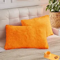 PriMaryHoMe Luxury Soft Faux Fur Cushion Cover Pillowcase Decorative Square/ Rectangular Throw Pillows Covers, No Pillow Insert, 16"" x 16"" Inch (Beige) (Orange, 26x 16)-thumb1