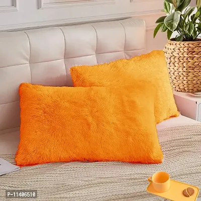 PriMaryHoMe Luxury Soft Faux Fur Cushion Cover Pillowcase Decorative Square/ Rectangular Throw Pillows Covers, No Pillow Insert, 16"" x 16"" Inch (Beige) (Orange, 26x 16)-thumb2