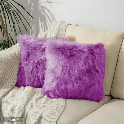 PICKKART Fur Pillow Cover for 12x12 Inch Pilloiw, No Insert Included (Purple)