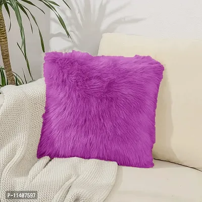 PICKKART Fur Pillow Cover for 12x12 Inch Pilloiw, No Insert Included (Purple)-thumb2