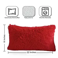 PICKKART Fur Cushion Pillow Cover- 22x16 Inches/ 55x40 CM (1 Piece) (Red)-thumb1