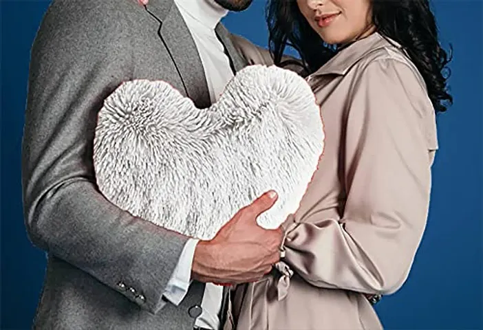 PriMaryHoMe Fur Heart Shape Pillow - Hugging Pillow Stuffed Soft Love Gift