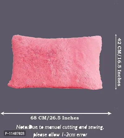 PICKKART Throw Pillow Covers 26 x 16 Inch Farmhouse Pillow Covers, Faux Fur Square Home Decorative Pillow Case, Set of 2 (Pink)-thumb2