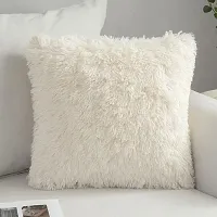 PICKKART Fur Cushion Covers (14x14 Inches) (White)-thumb3