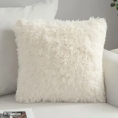 PICKKART Fur Cushion Covers (14x14 Inches) (White)-thumb4