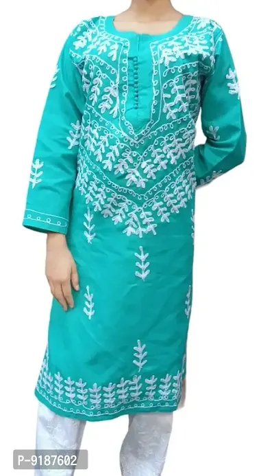 Classic Cotton Chikan Embroidery Kurta for Women