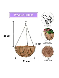 COIRGARDEN-Coir Hanging Basket- Planter Pots with Garden Indoor and Outdoor Decoration Water Hanging Baskets- 8 inch- Flower Pots-Pack of 4-Round Basket- Coco Gardening pots-Metal hanging Basket-thumb1