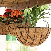 COIRGARDEN-Coir Hanging Basket- Planter Pots with Garden Indoor and Outdoor Decoration Water Hanging Baskets- 8 inch- Flower Pots-Pack of 4-Round Basket- Coco Gardening pots-Metal hanging Basket-thumb3