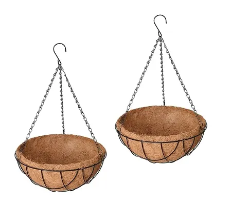COIRGARDEN-Coir Hanging Round Basket-Hanging flower Plant Pots with Balc-Pack of 2