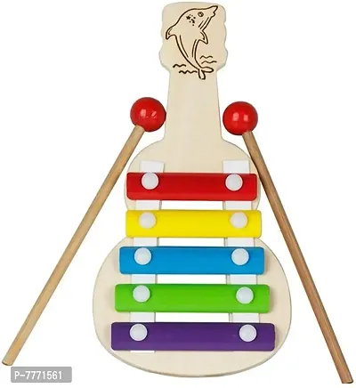 VOOLEX  -wooden xylophone Guitar musical toy for children with 5 note - Multicolor-thumb0