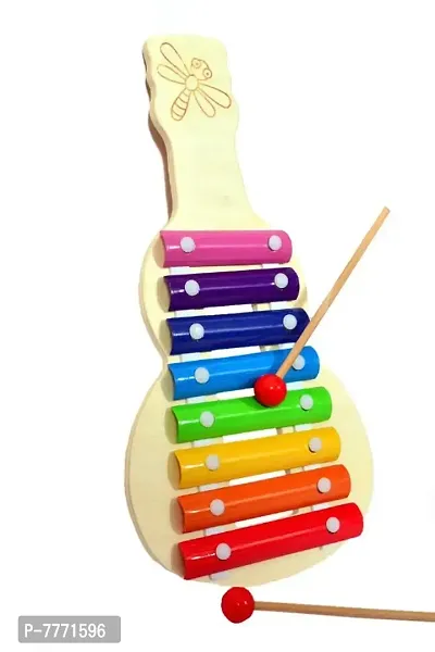 VOOLEX -wooden xylophone Guitar musical toy for children with 8 note-  Multicolor-thumb0